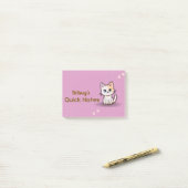 Süße rosa Kitty-Katze personalisierter Name Post-it Klebezettel (Auf Schreibtisch)