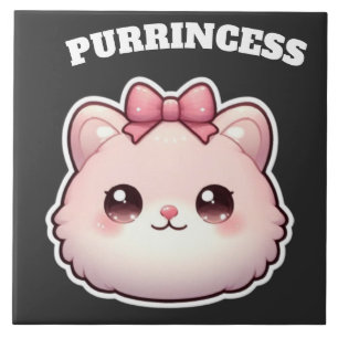 Süße Rosa-Kitty-Schleifen-Gestaltung Prinzessin Fliese