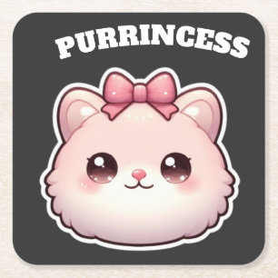 Süße Rosa-Kitty-Schleifen-Gestaltung Prinzessin Rechteckiger Pappuntersetzer
