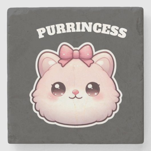 Süße Rosa-Kitty-Schleifendesign Prinzessin Steinuntersetzer (Vorderseite)