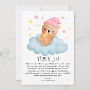 Süße rosa kleine Bär-Babyparty Dankeskarte