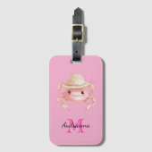 Süße rosa Krabbe Strand Monogramm Gepäckanhänger (Vorderseite Vertikal)