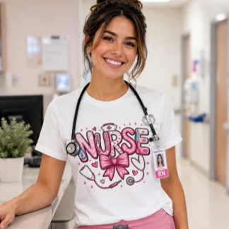 Süße rosa Krankenpfleger-Schleife – Kawaii Pflege T-Shirt