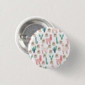 Süße rosa Lamas und grüner Kaktus Button (Vorne & Hinten)