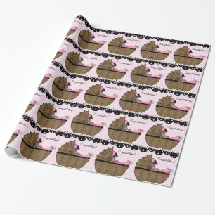 Süße rosa Leopard-Baby-Party Geschenkpapier