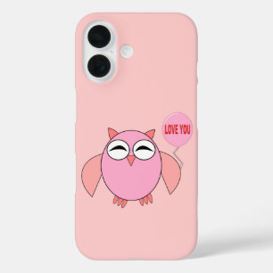 Süße rosa Lieb-dich-Eule iPhone 16 Hülle