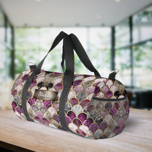 Süße rosa lila goldene Meerjungfrau Schuppen Duffle Bag