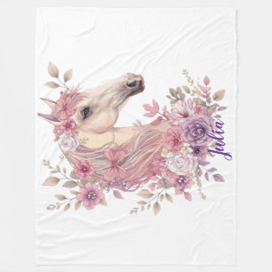 Süße rosa lila Pferd-Pastell-Personalisierung für Fleecedecke