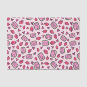 Süße rosa Lippen Küsse & Herzen Doodle-Muster Seidenpapier