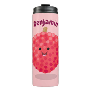 Süße rosa Litschi-Cartoon-Illustration Thermosbecher