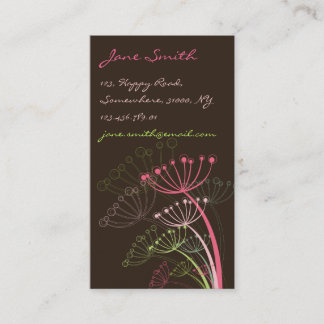 Süße rosa Löwenzahn-Blumenmoderner eleganter Chic Visitenkarte