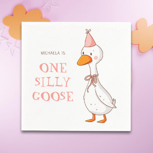 Süße rosa Mädchen-Ein verrückter Gänse-Geburtstag Serviette