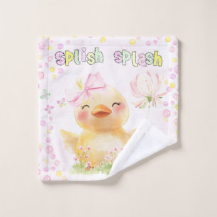Süße rosa Mädchen-Gummiente Waschlappen