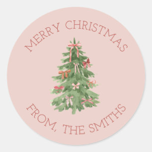 Süße rosa Mädchen-Weihnachtsbaum-Geschenk-Aufklebe Runder Aufkleber