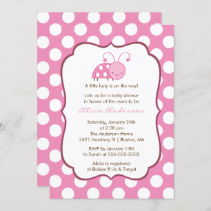 Süße rosa Marienkäfer-Babyparty-Einladung Einladung
