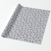 Süße rosa Marienkäfer Oster-Muster auf hellblau Geschenkpapier (Ungerollt)