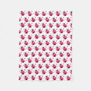 Süße rosa Marienkäfer und Blumen Fleecedecke