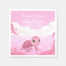 Süße Rosa Meeresschildkröte Mädchen Baby Shower