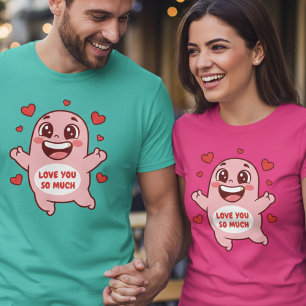 Süße rosa Monster-Liebe-dich-so-sehr-Kunst T-Shirt