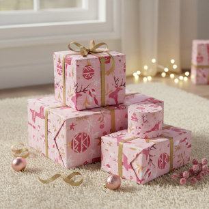 Süße rosa nordische Weihnachtspattern-Illustration Geschenkpapier