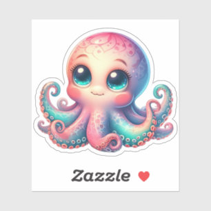 Süße rosa Oktopus individuell geschnittene Vinyl-A Aufkleber