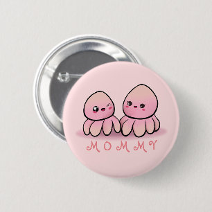 süße rosa Oktopus-Mutter Button