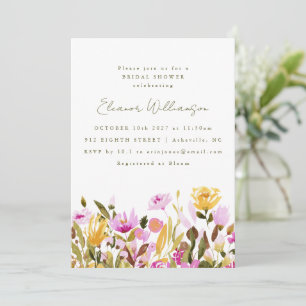 Süße rosa Oliven-Aquarell-Blumen-Brautparty Einladung