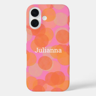 Süße rosa-orange Wasserfarbmuster personalisiert iPhone 16 Hülle