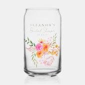 Süße rosa-orangefarbene florale Wasserfarbe Brautd Dosenglas (Vorderseite)