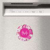 Süße rosa Paisley-Personalisierung Magnet (In Situ (Geschirrspüler))