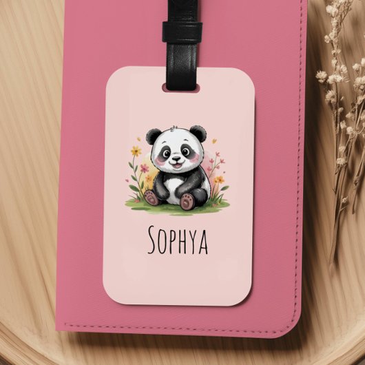 Süße rosa Panda-Mädchen-Kinder Gepäckanhänger