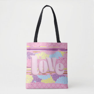 Süße rosa Pastell-Liebe Canvas-Tasche Tasche