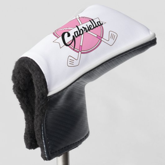 Süße rosa personalisierte Golfschläger Monogramm Golf Headcover (3/4 Vorderseite)