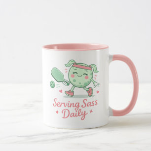 Süße rosa Pickleball-Figur lustiger Spruch Tasse