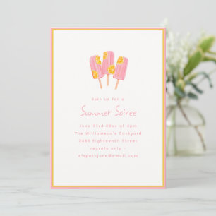 Süße rosa Popsicle-Zitronen-Sommer-Soiree-Party Einladung