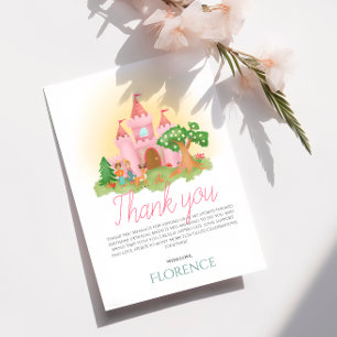 Süße rosa Prinzessin Mädchen Kindergeburtstag Dankeskarte