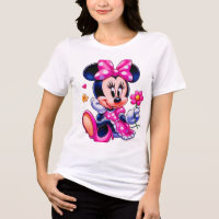 Süße rosa punktierte Cartoon-Maus – Damen T-Shirt