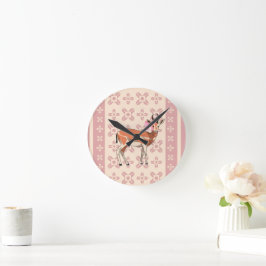 Süße rosa Reh-muster Weihnachten Runde Wanduhr