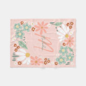 Süße rosa retro Wildblumen-Monogramm Fleecedecke (Vorderseite (Horizontal))