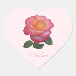 Süße rosa Rose mit Liebe Aufkleber