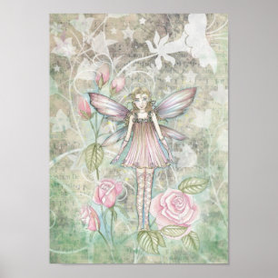 Süße rosa Rosenfee Poster