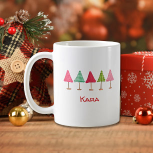 Süße rosa rote grüne Weihnachtsbäume Tasse