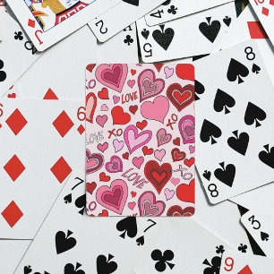 Süße rosa rote Herzen Erröten Liebesmuster Spielkarten