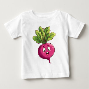 Süße rosa Rübe Cartoon mit lustigem Ausdruck Baby T-shirt