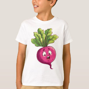 Süße rosa Rübe Cartoon mit lustigem Ausdruck T-Shirt