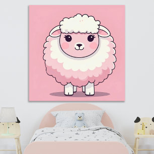 Süße rosa Schaf-Nursery-Wandkunst-Druckposter Poster