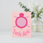 Süße rosa Schildkröten-Baby-Postkarte Postkarte (Stehend Vorderseite)