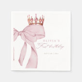 Süße rosa Schleife 1. Geburtstag Serviette (Vorderseite)