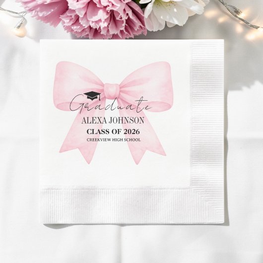 Süße rosa Schleife Abschlussmütze Abschluss Serviette