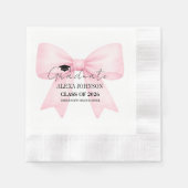 Süße rosa Schleife Abschlussmütze Abschluss Serviette (Vorderseite)